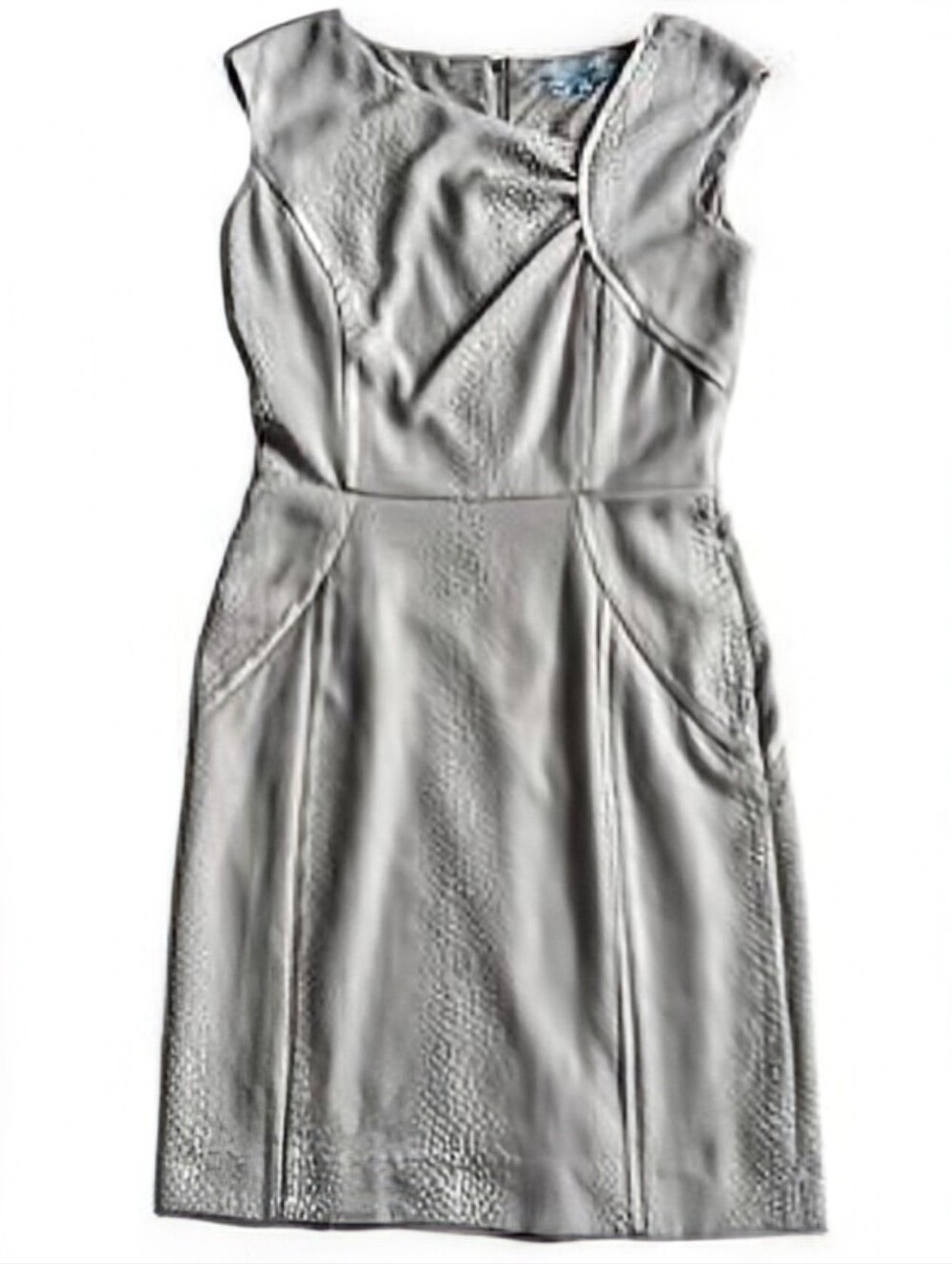 Sleeveless Textured Grey Sheath Dress